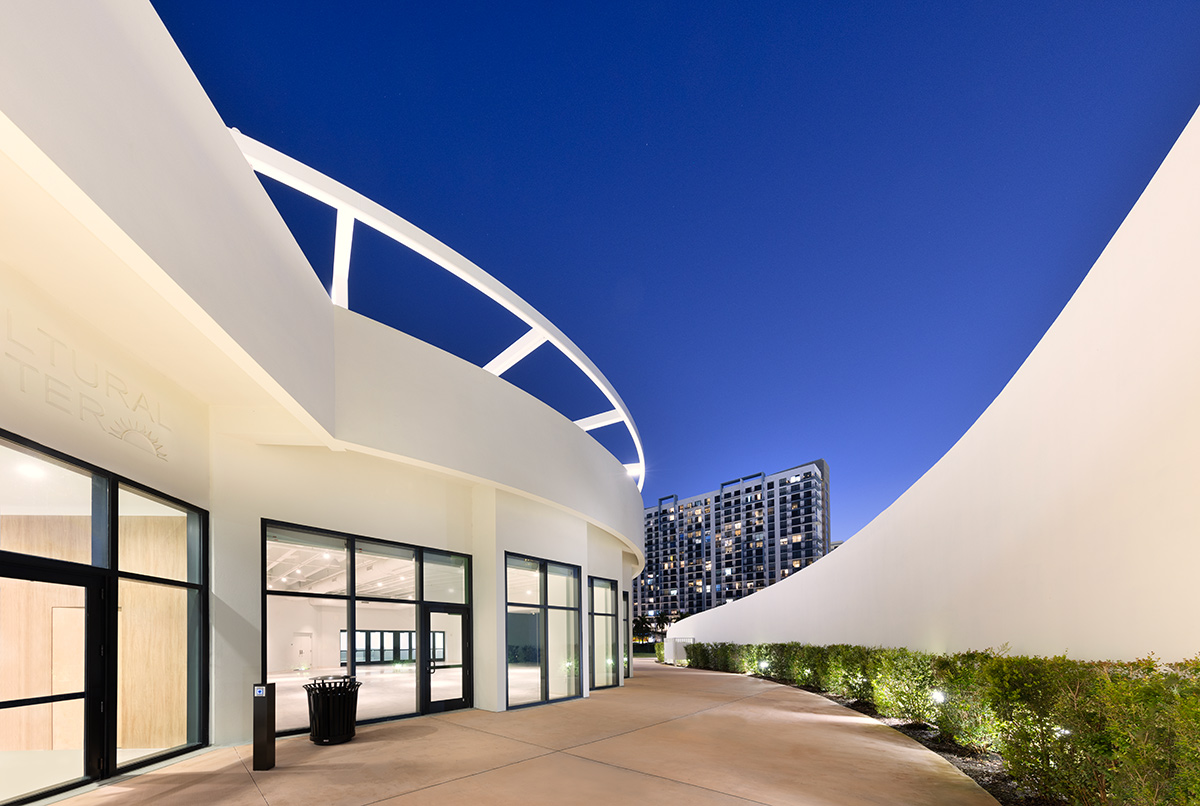Architectural dusk view of the Doral Cultural Center  Miami, FL